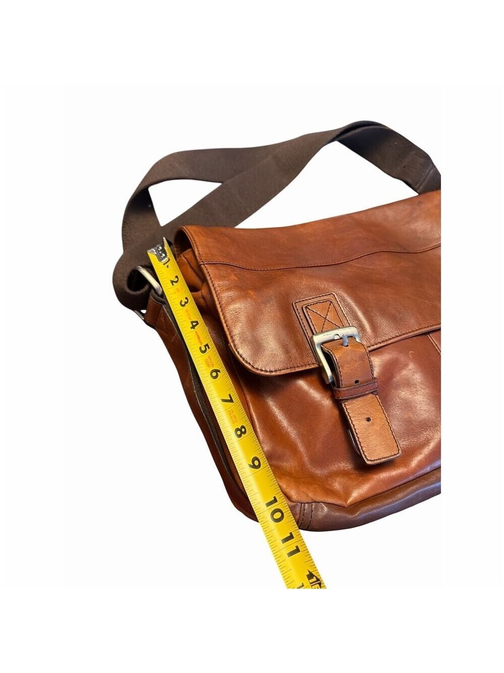 Fossil Messenger Bag Mens Large Brown Crossbody Shoulder Laptop Briefcase - Picture 7 of 14